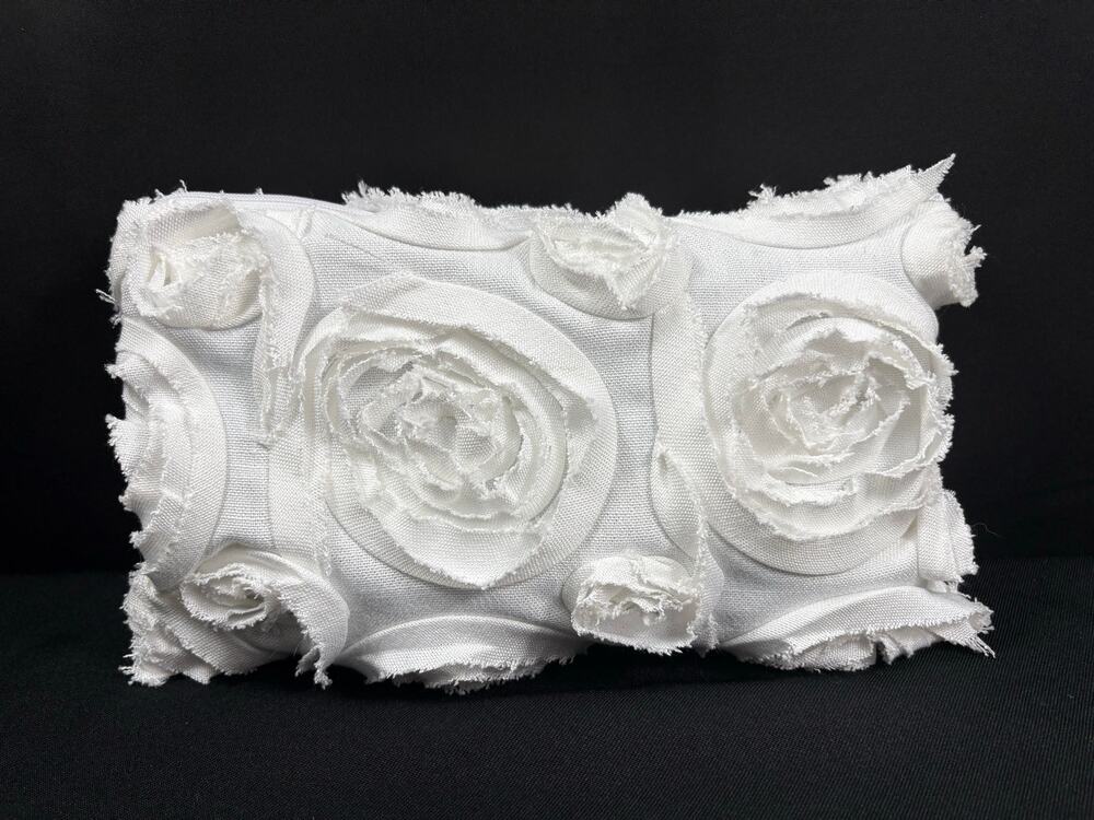 Handcrafted One of a Kind Clutch Bag Raised Floral Fabric Unique Satchel Pouch